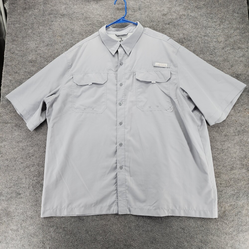 Habit Shirt Mens 2XL Short Sleeve Gray Vented 40+ Solar Factor